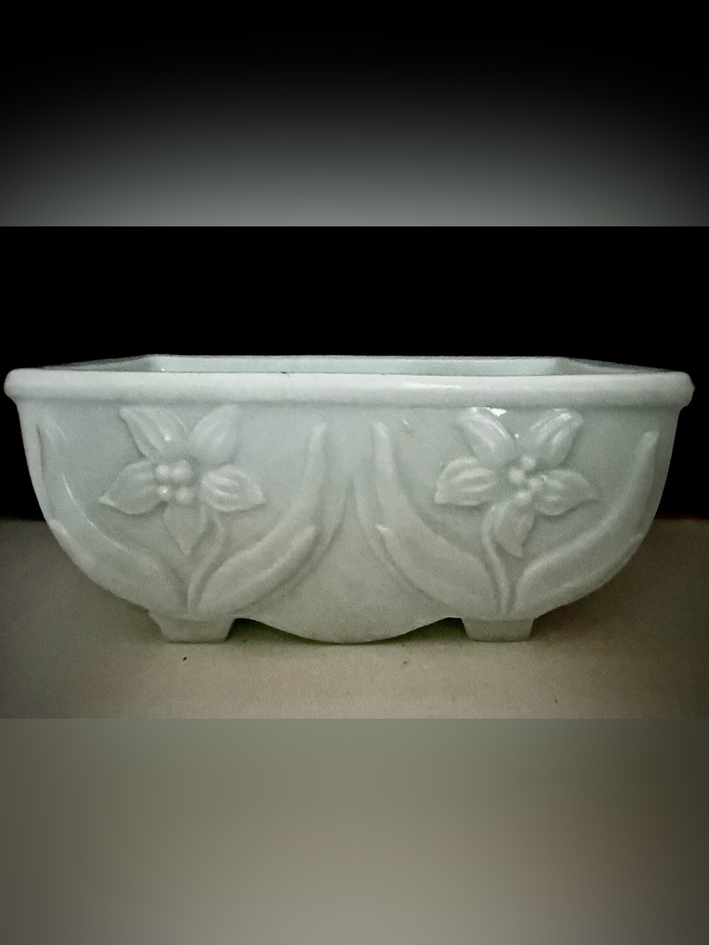 VINTAGE SLAG GLASS PLANTER~AKRO AGATE~#657~DAFFODILS